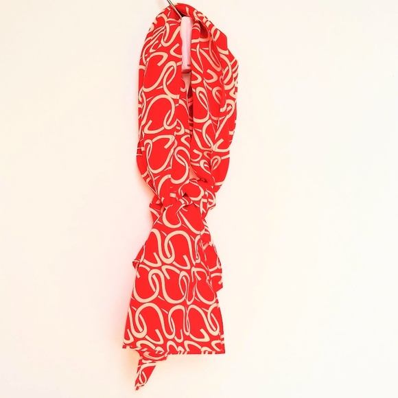 St. John Accessories - St. John Vintage Silk Pattern Scarf Red & Ivory